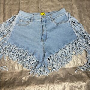 Fringe Denim Shorts